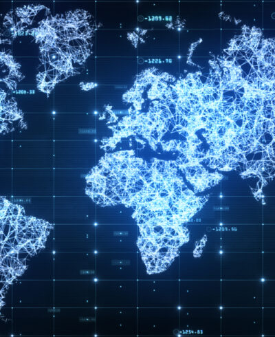 Technology Network Data and Social media Icons Connection, Digital Network and Cyber Security Background Concept.